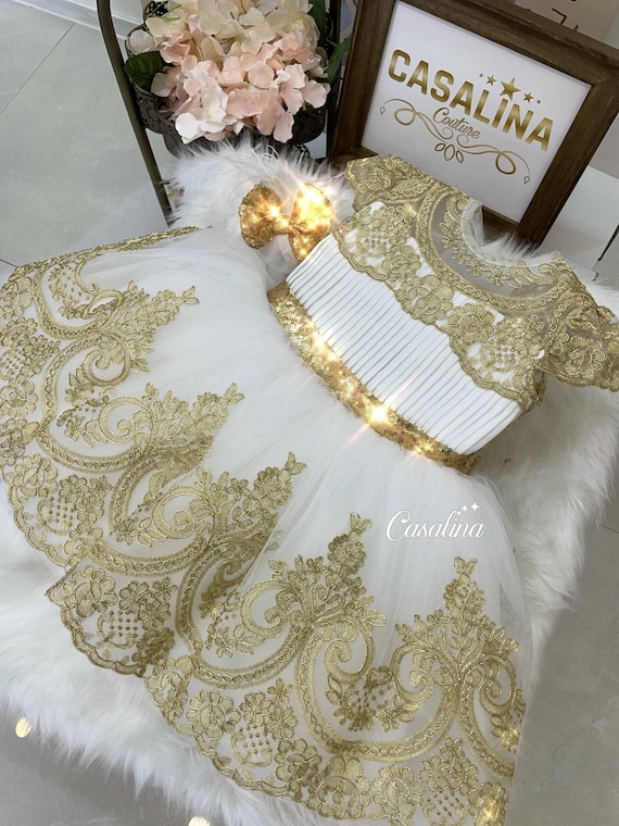 white dress with gold lace White Satin Gold Lace Square Neck A-line Side Slit Prom Dresses, CP091 –  clover sew