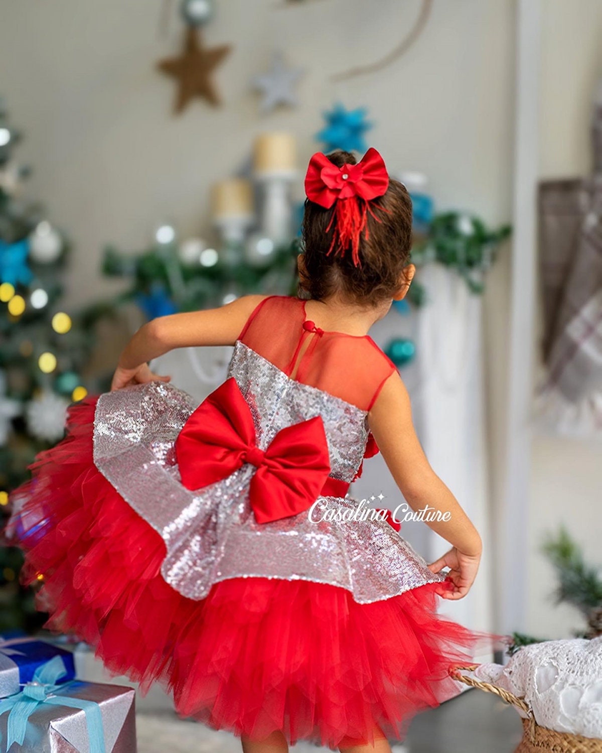 Silver sale christmas dress