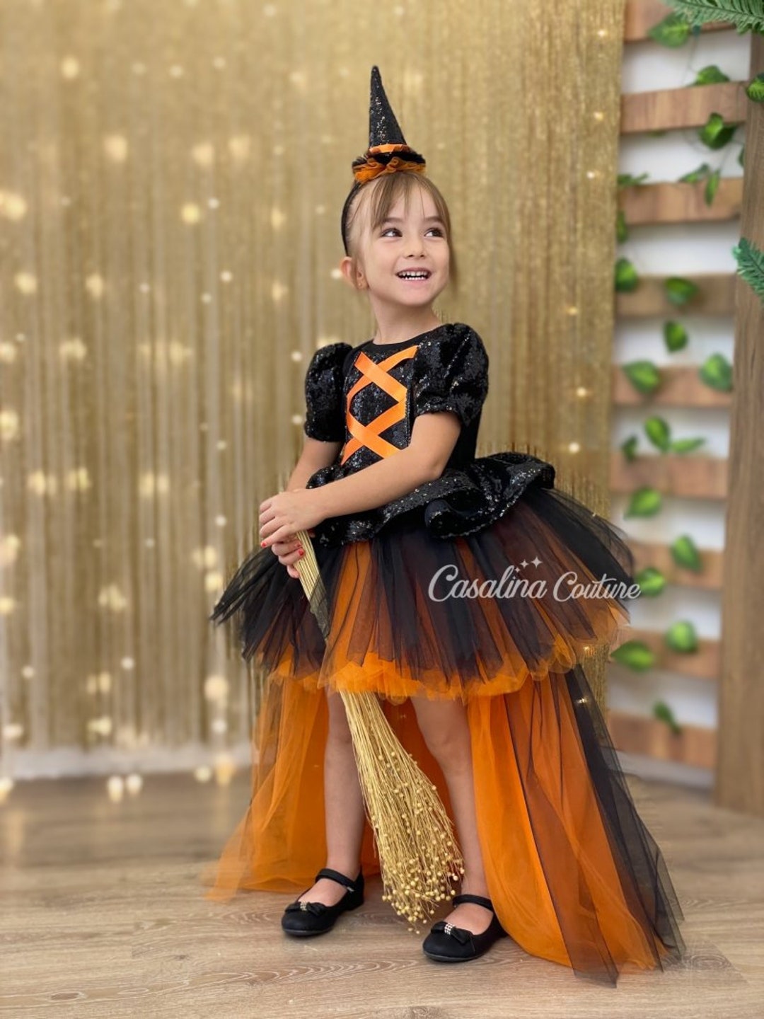 Halloween Dress. Halloween Baby Girl Dress, Puffy Kneelength Tail