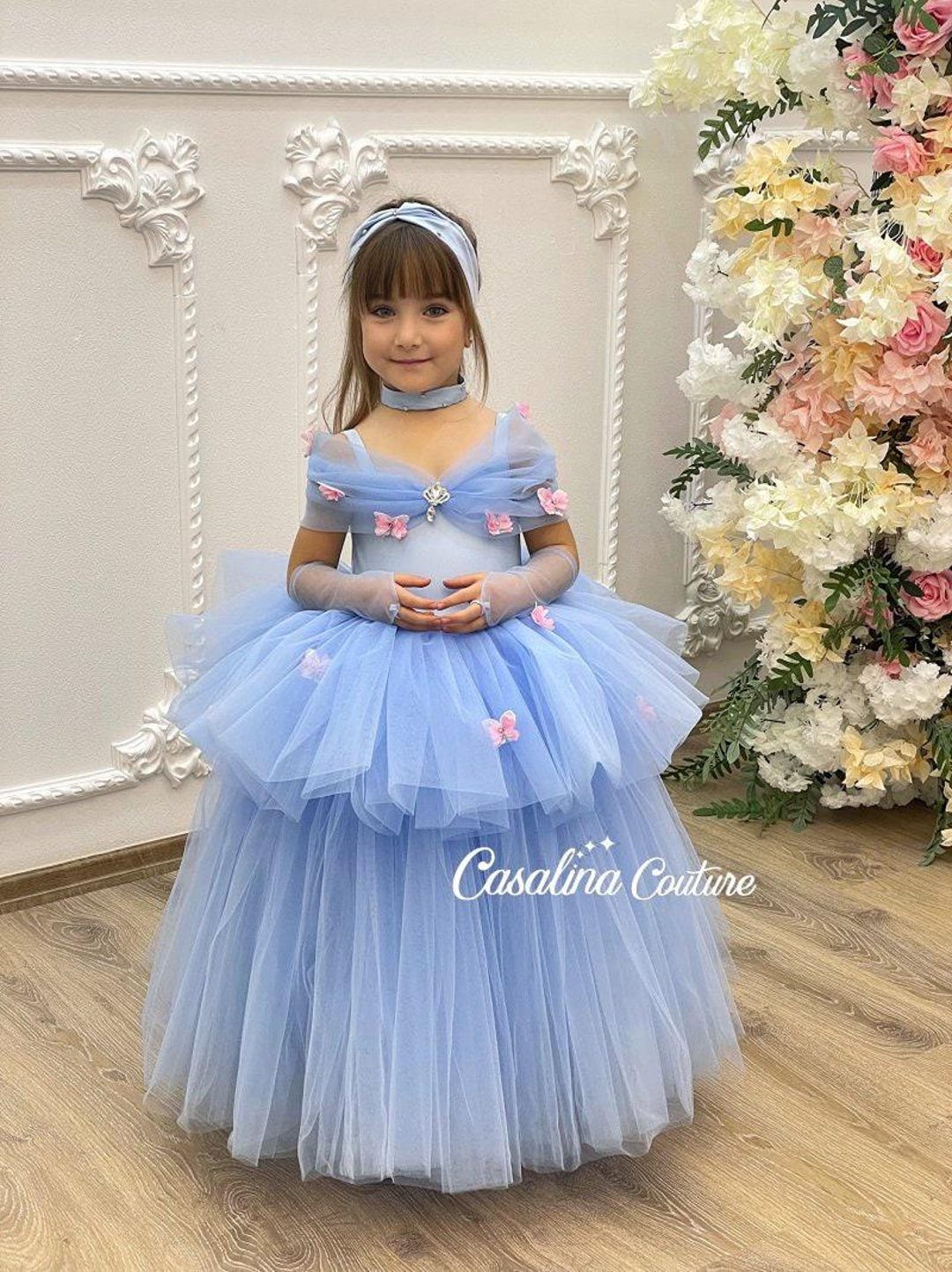 open lace back dress Green Little Girls Pageant Dresses Ball Gown Princess Dress 222194K fo –  Viniodress main image 1