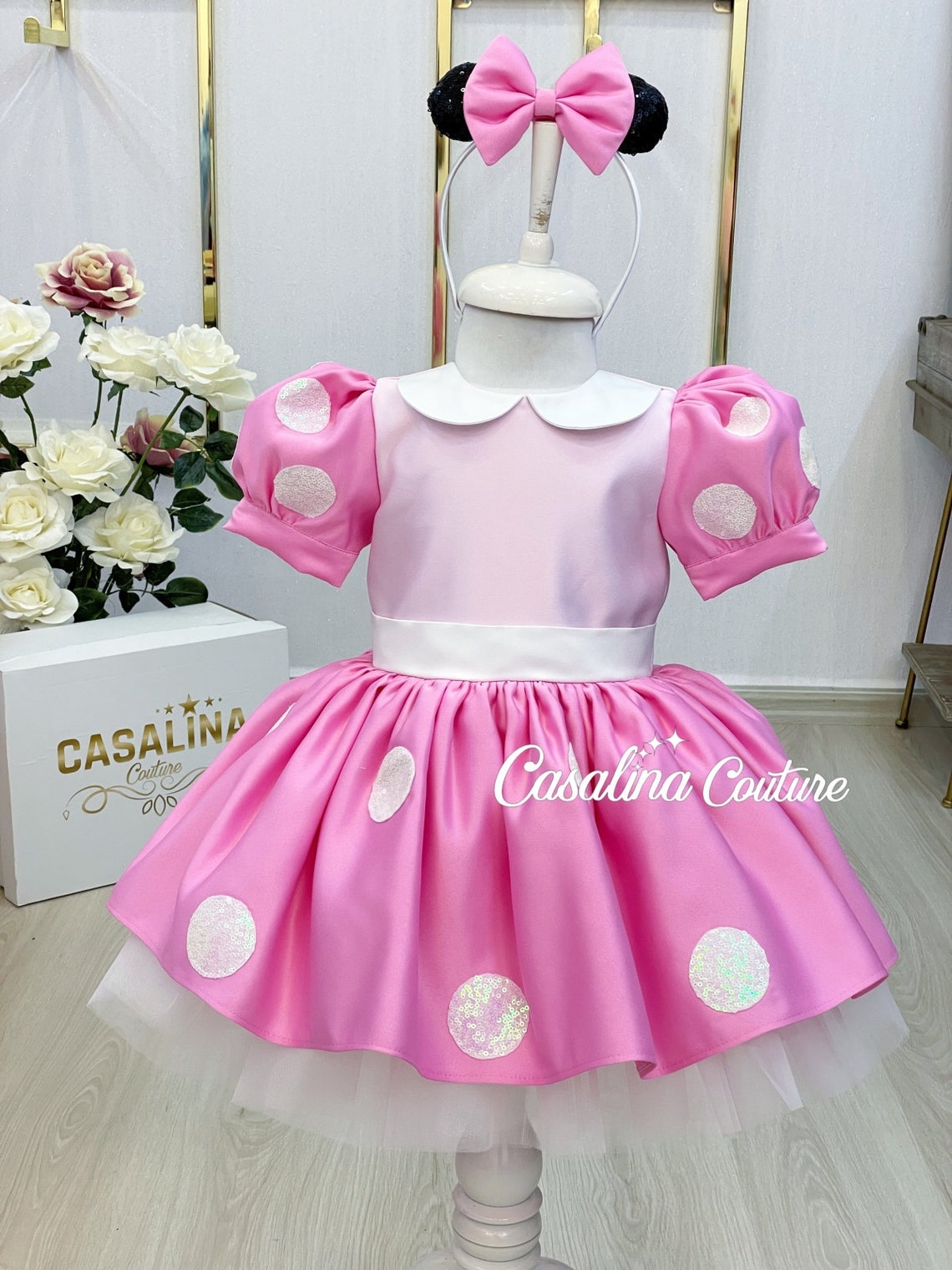 Minnie Dress Pink White. Minnie Mouse Birthday Pink Costume. - Etsy