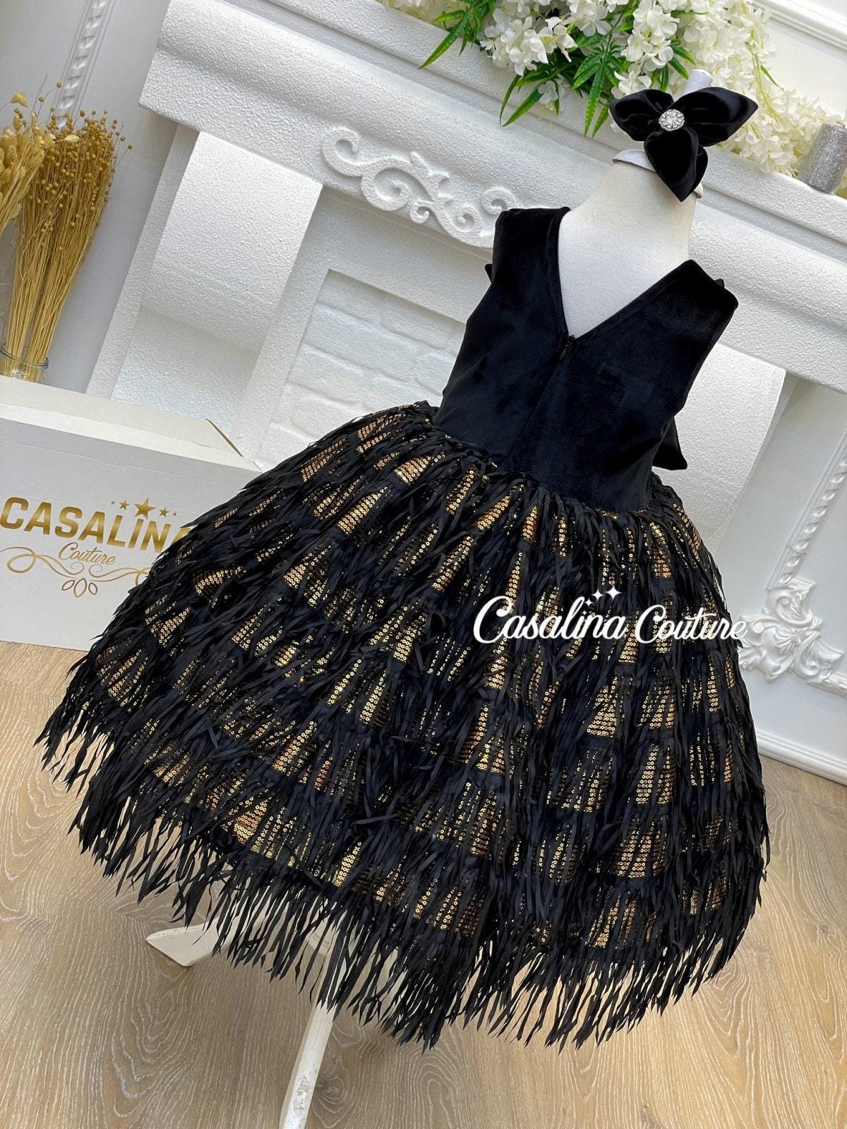 bebe black and gold dress Black and gold baby girl dress, Black gold tulle dress with gold lace, high low dress girl, birthday dress, prom dress, flower girl dress