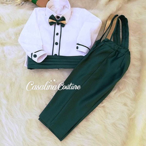 Alex suit emerald. baby boy tuxedo, baby boy suit, baby boy dress, baby boy birthday dress, baby boy wedding dress, baby dress with bow tie