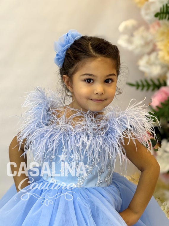 Este Blue Feather Baby Dress: Handmade Sparkling Princess Gown - Etsy UK Este Blue Feather Baby Dress: Handmade Sparkling Princess Gown - Etsy UK