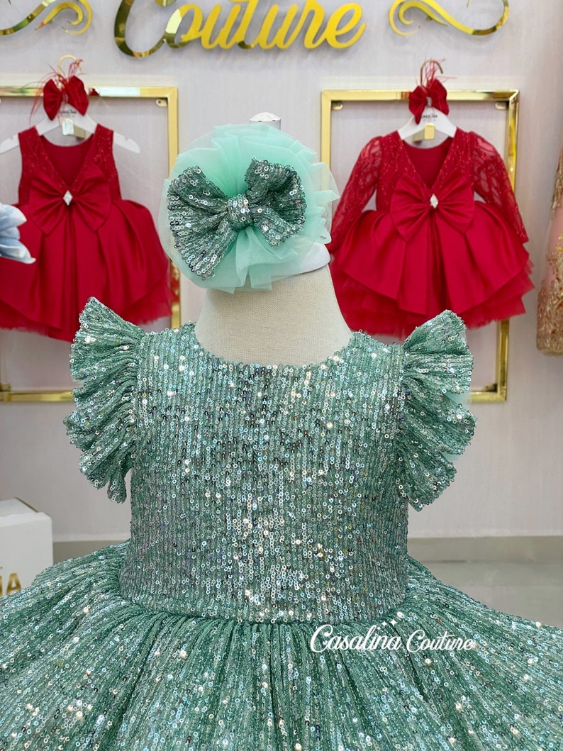 Cameron Dress Mint Green. Mint Green Fluffy Baby Girl Dress Etsy