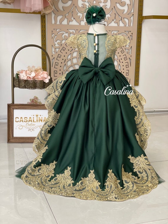 Buy Emerald Green Quinceanera Dress, Gold Green Quinceanera Dress Charro,  Quinceñera Dress Emerald Green, Green Quince Dress Beaded Lace Cape Online  in India - Etsy