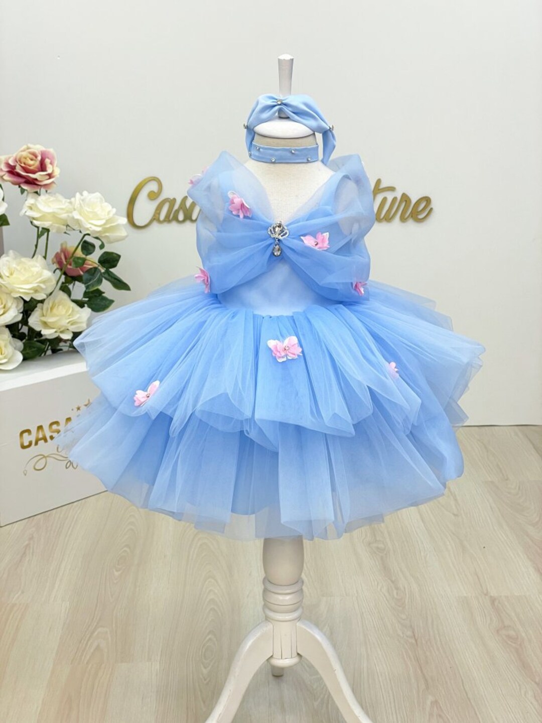 Buy Handmade Cinderella Dress: Blue Tulle Puffy Costume With Headband  Online in India