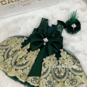 Maya Dress Emerald. Emerald Sequined Flower Girl Dress. Glittery Baby Girl Dress 1st Birthday. Emerald Baby Girl Dress. Toddler Dress