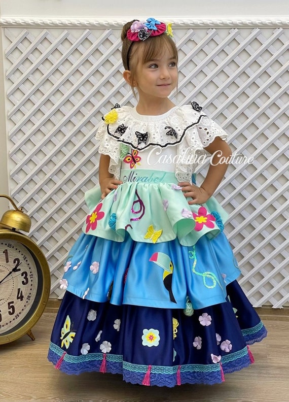 Robe Mirabel, costume de robe de bébé fille Encanto, robe de fille enfant  en bas âge, robe 3D Floral Puffy pleine longueur Mirabel, fête  d'anniversaire Madrigal -  Canada