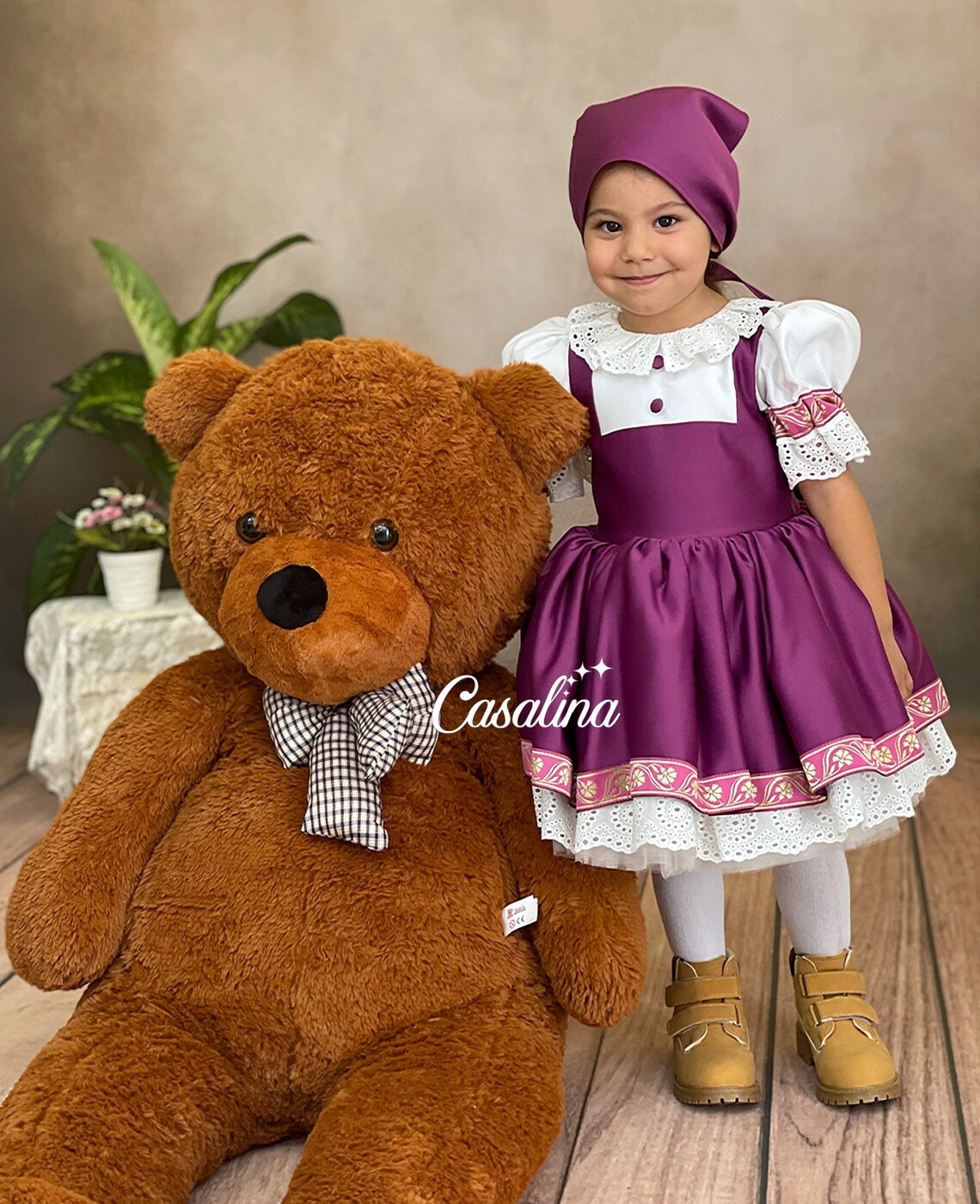 Masha Dress Masha Themed Baby Girl Dress Puffy Knee Length Etsy