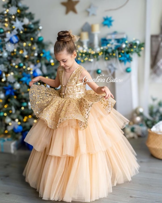 Princess Dress Child Girl Birthday 1 Year | Baby Girl Dress 1 Year Birthday  Yellow - Girls Party Dresses - Aliexpress