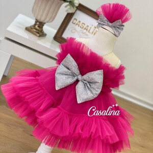 Pink Flower Dress, Tiered Fress, Party Dress, Pink Dress for Party, Pink Tutu Dress