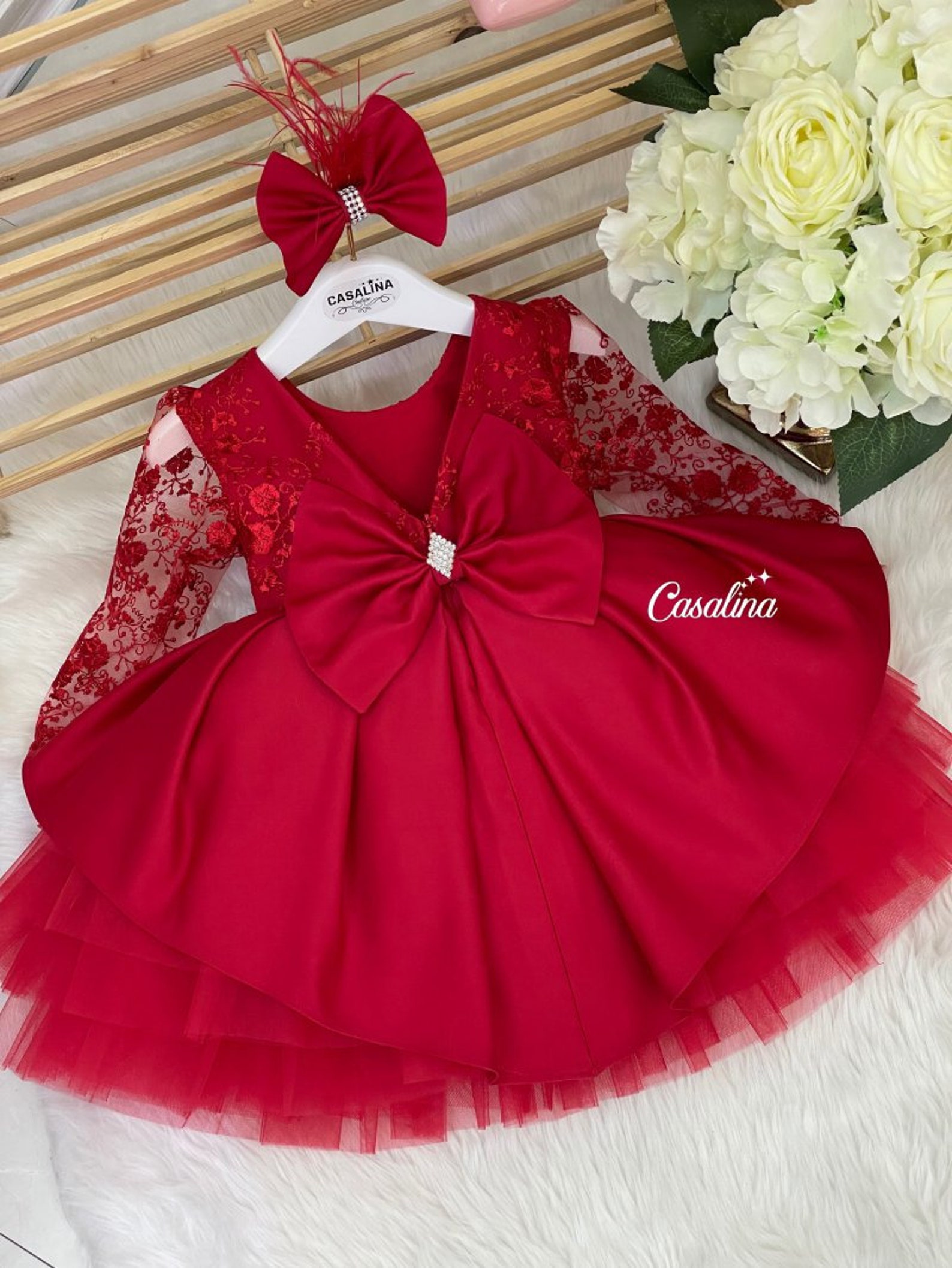 Cassandra Dress Lace Red. Red Baby Girl Dress. Red Baby Girl Etsy