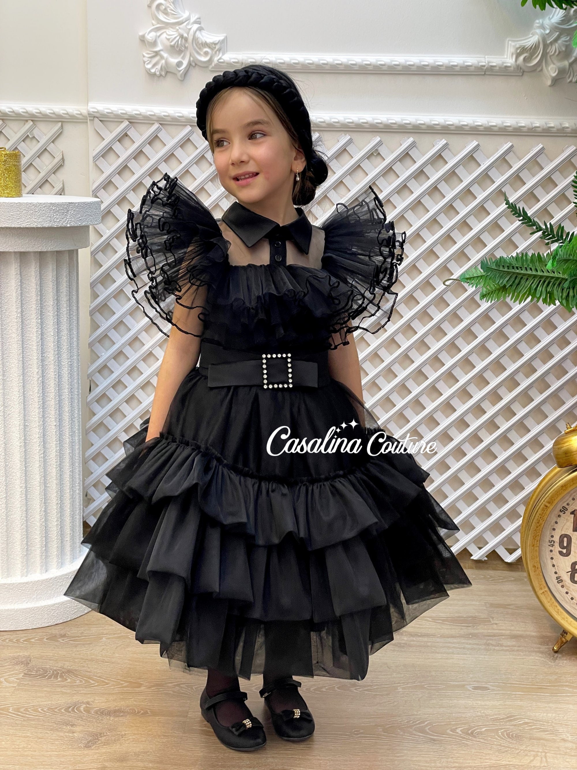 The Addams Family Wednesday Addams Costume Cosplay Dress Handmade