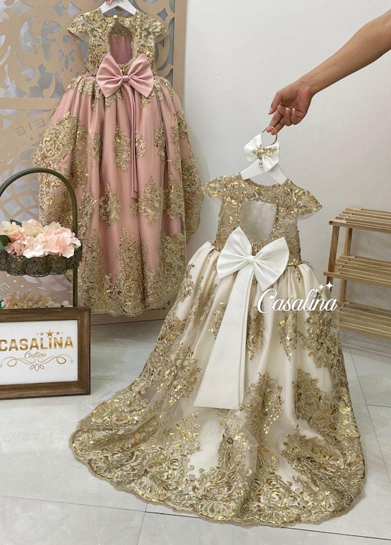 green emerald velvet dress White Organza A-Line Flower Girl Dress with Puff Sleeves