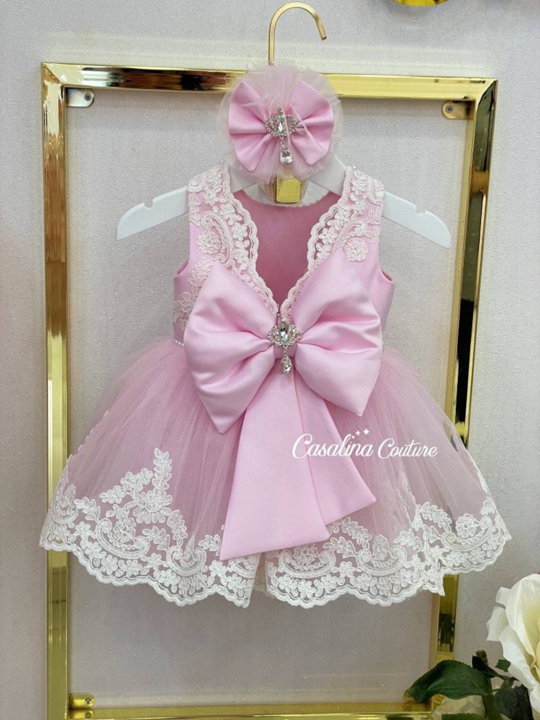 Celia Dress Pink. 1'st Birthday Baby Girl Dress. Pink Baby
