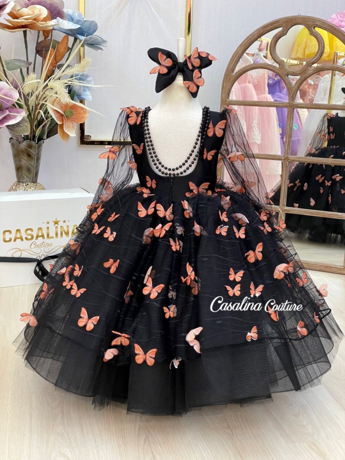 Butterfly Dress Black.black Baby Girl Dress With Flying Etsy