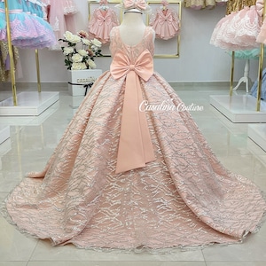 April dress silver powder. Powder Princess baby girls dress , Powder birthday dress, Long tail princess dress, Powder Silver baby girl dress