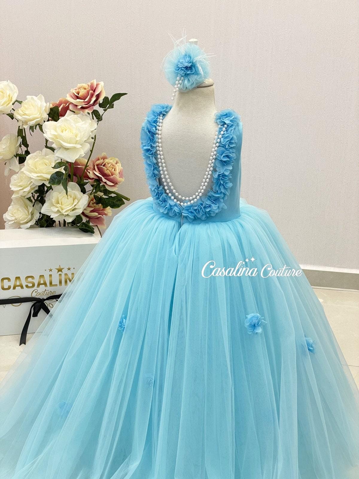 Tiffany Blue Long Princess Dress, Blue Birthday Party Dress Baby Girls,  Baby Girl Princess Begonia Dress - Etsy