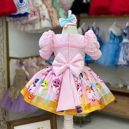 Girls Baby Shark Dress Baby Shark Birthday Outfit Toddler Etsy