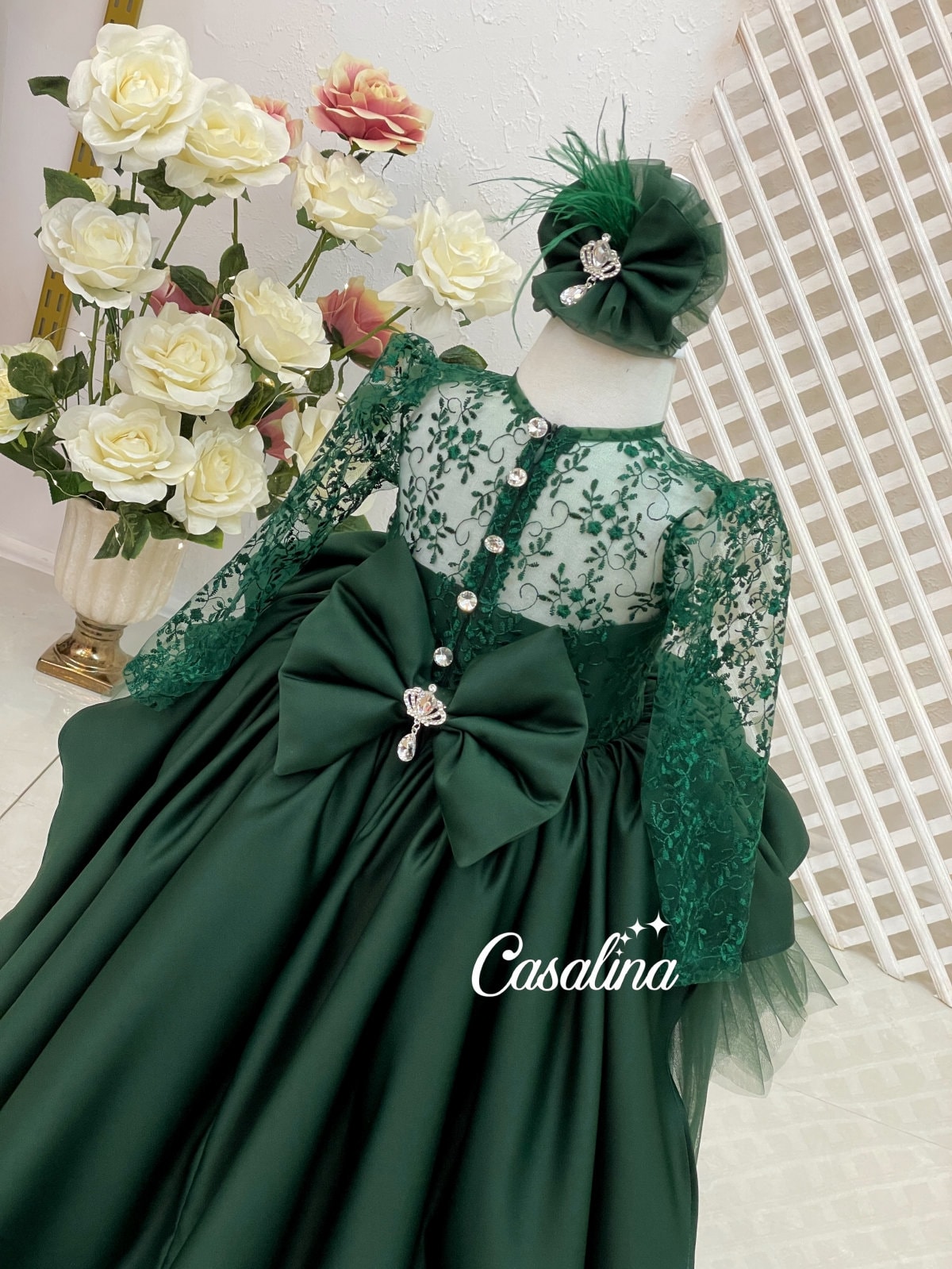 Baby Emerald Green Dress Tulle Dress Dark Green Dress For Baby Girl Tulle  Dress Emerald