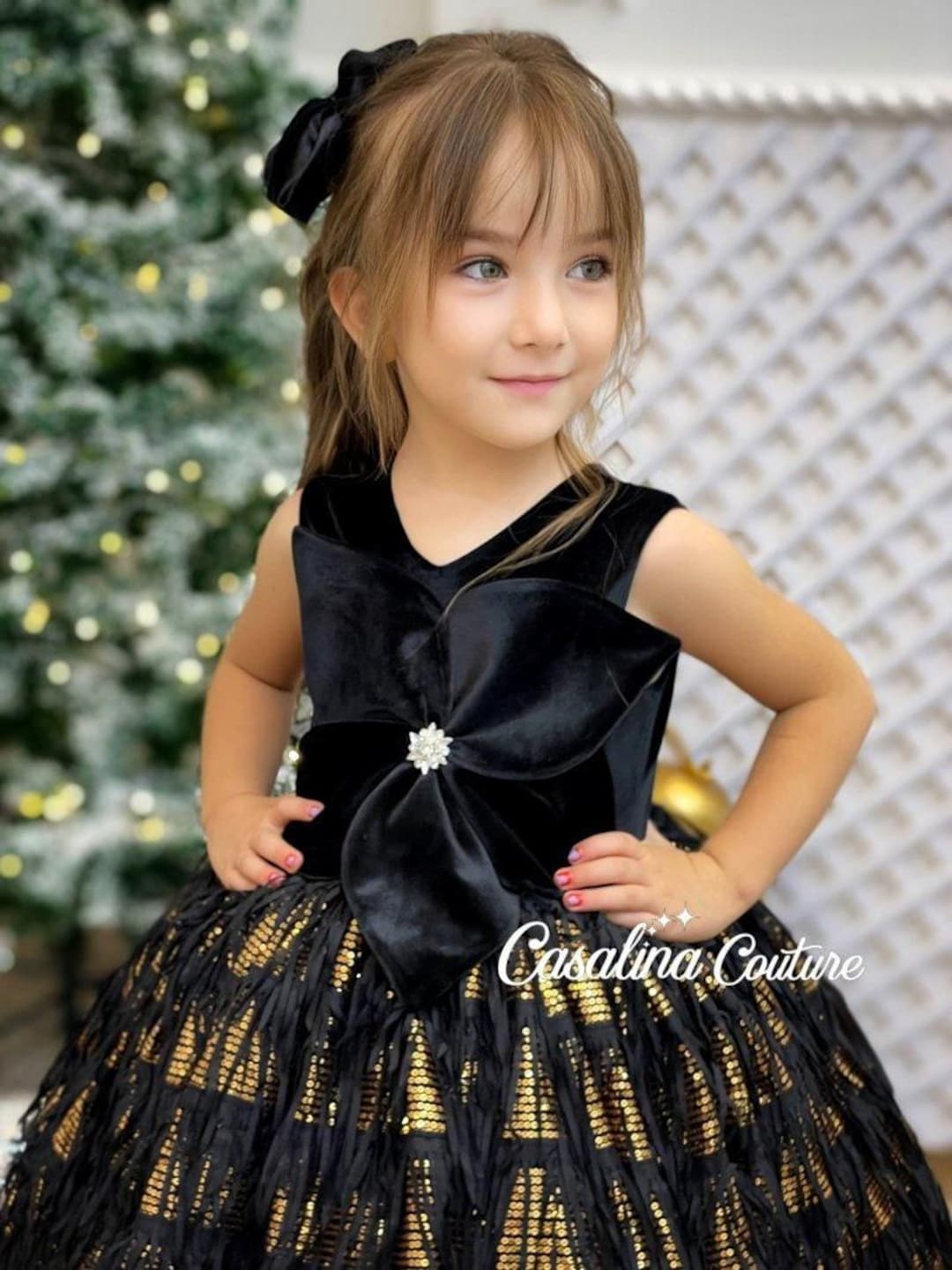 Black & Gold Sequin Tassel Baby Girl Dress: Handmade Princess Gown - Etsy Black & Gold Sequin Tassel Baby Girl Dress: Handmade Princess Gown - Etsy