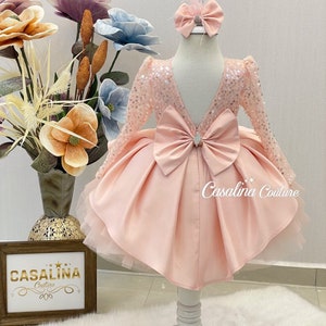 Cassandra Kleid glänzendes Puder, funkelndes Blumenmädchen Kleid, glänzendes Baby Kleid für Mädchen, 1st Birthday Luxus Kleid für besondere Anlässe, Handmade!