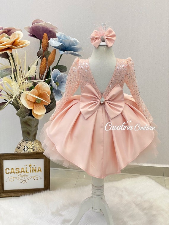 Cassandra Dress Shiny Powder Sparkling Flower Girl Dress Shiny Baby Girl Dress 1st Birthday Luxury Dress for Special Occasions Handmade Etsy UK