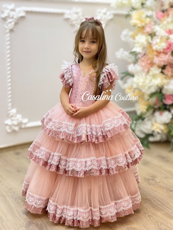 Nova Dress Blush Flower Girl Dress Blush Princess Baby Gown