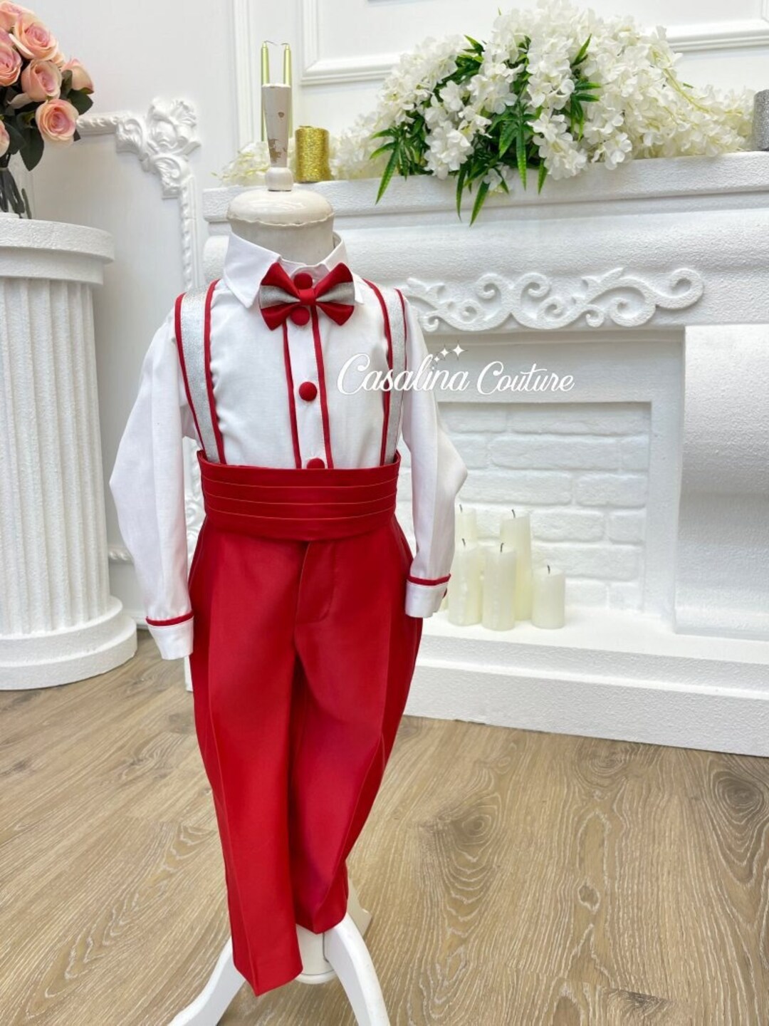 Alex Suit Red Silver. Baby Boy Tuxedo. Baby Boy Suit. Baby Boy Dress