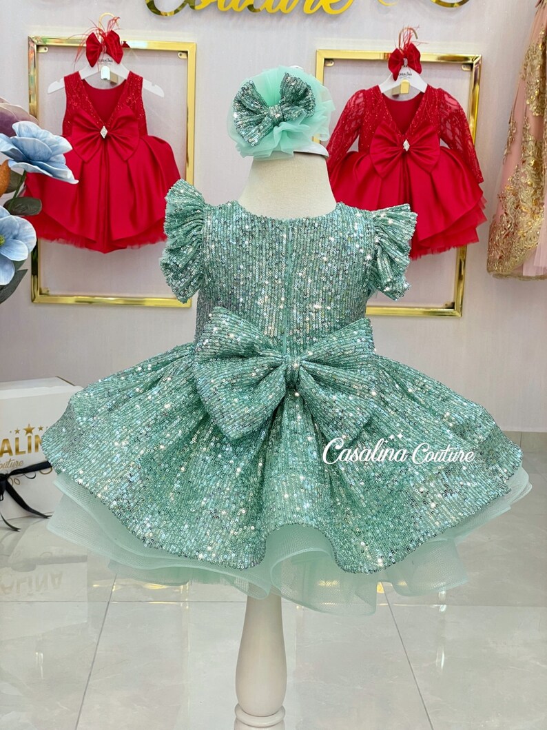 Cameron Dress Mint Green. Mint Green Fluffy Baby Girl Dress Etsy