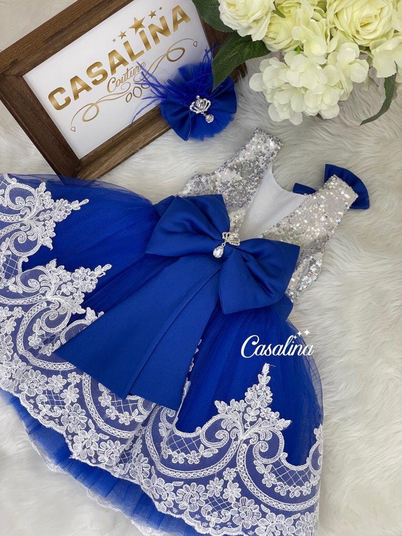 blue dress 12 months Maya Silver-royal Blue. 1'st Birthday Baby Girl Dress. Baby Girl Dress for Special Occasions. Silver-royal Baby Girl Outfit backless black dress long Collection_Socks while the floral accents Color:Blue Floral