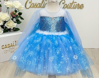 Frozen Dress, Elsa baby girl birthday dress , Elsa theme costume, frozen birthday party dress, sparkly frozen costume, puffy princess