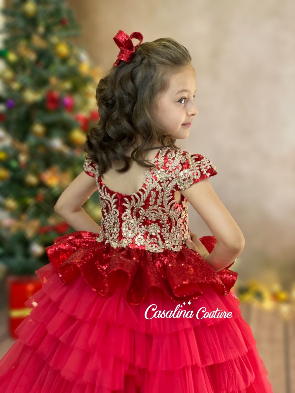 Buy Cherry Red Ruffle Dress with a Tail Online for Girls - ForeverKidz