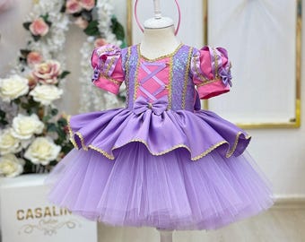 Rapunzel Dress - Purple Princess Dress - Rapunzel Costume - Puffy Sleeves, Tulle Skirt - Birthday Party Outfit