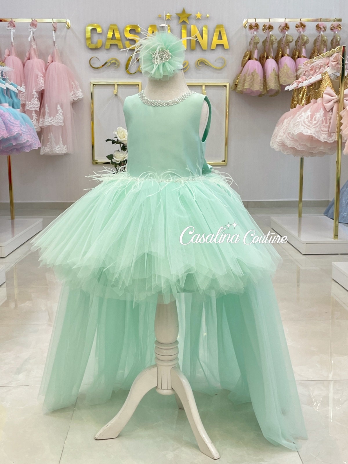 トップス Ballerina\" fairy tulle bustier (mint) Ballerina Flower Embroidery Girls Tutu Performance Dance