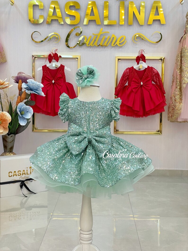 Cameron Dress Mint Green. Mint Green Fluffy Baby Girl Dress Etsy