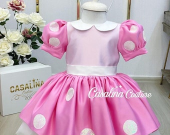 Minnie Mouse peuterjurk - roze polkadot verjaardagskostuum