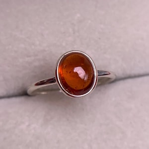 Spessartite Garnet Oval Cab Ring, 925 Sterling Silver birthstone Ring, Handmade Ring, January Birthstone Ring, Unisex Ring, Gifts for Her