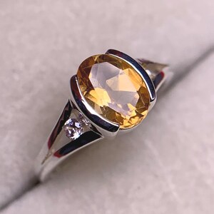 Natural Citrine Ring – Oval Cut Golden Yellow Gemstone in Sterling Silver, November Birthstone Jewelry, Elegant Gift for Her