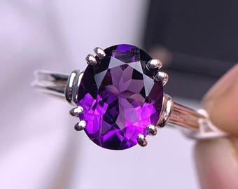 Amethyst Sterling Silver Ring: February Birthstone, Handmade Jewelry