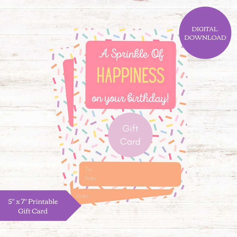 Happy Birthday Gift Card Printable Gift Card Cake - Etsy