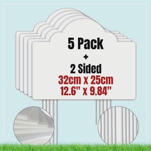 Blanco gazonborden voor doe-het-zelf buitendecoratie - 5 stuks dubbelzijdige tuinborden van 12,6 x 9,8 inch met pinnen voor vakantie- en evenementendisplays