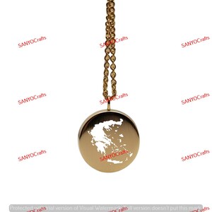 Griechenland Karte Anhänger - 24 mm rund, 14k vergoldetes Sterling Silber, Custom Country Schmuck