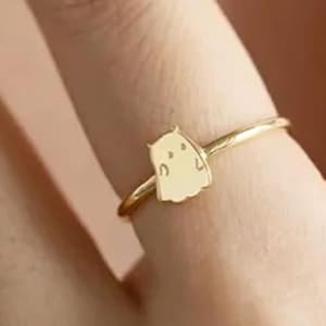 Anillo de oro de fantasma de Halloween, anillo de fantasma divertido personalizado, anillo de fantasma delicado, joyería de fantasma lindo de Halloween, joyería de fantasma, regalo de Halloween para ella /