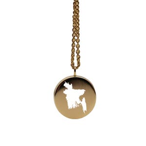 Bangladesch Map Anhänger - 24 mm rund, 14k vergoldetes Sterling Silber, Custom Country Schmuck