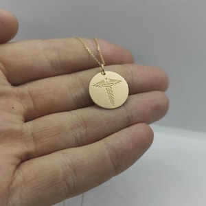 925 Sterling Silver Gold Plated Medical Necklace, Nurse Necklace, Doctor Necklace, Medical Alert Pendant, Graduation Gift, Gift for Nurse.