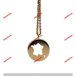 Frankreich Map Anhänger - 24 mm rund, 14k vergoldetes Sterling Silber, Custom Country Schmuck