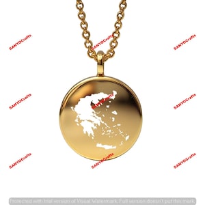 Griechenland Karte Anhänger - 24 mm rund, 14k vergoldetes Sterling Silber, Custom Country Schmuck