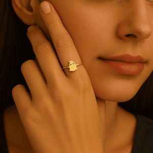 Anillo de oro de fantasma de Halloween, anillo de fantasma divertido personalizado, anillo de fantasma delicado, joyería de fantasma lindo de Halloween, joyería de fantasma, regalo de Halloween para ella